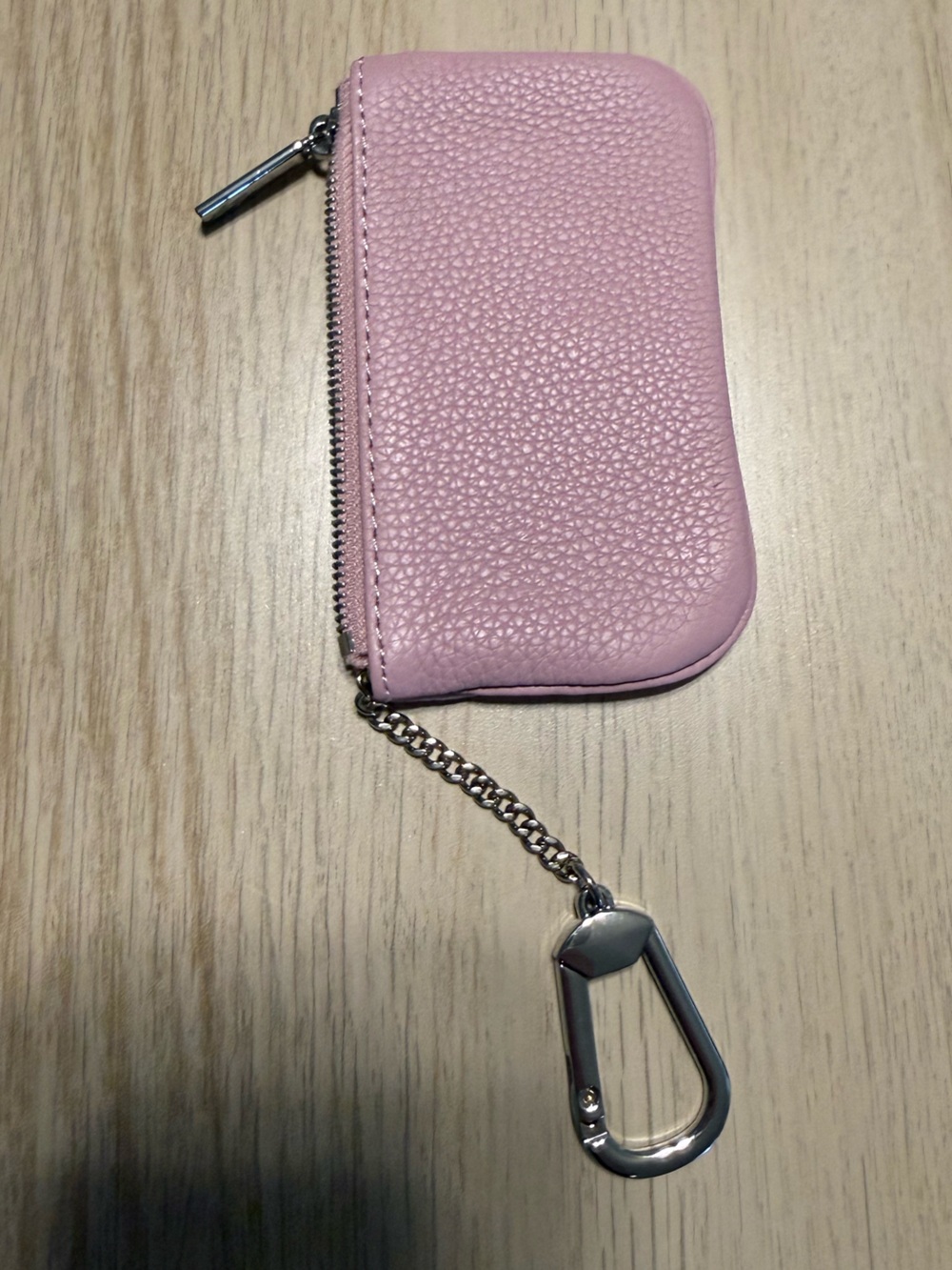 Pink Leather Keychain Wallet